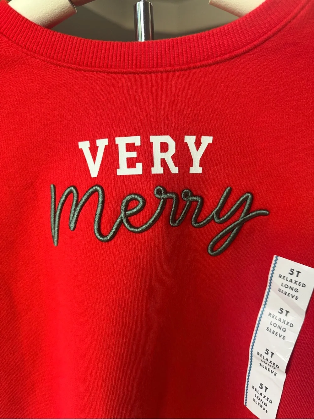 Cat & Jack Toddler 5T Very Merry Christmas Sweatshirt Red Holiday Pullover NWT